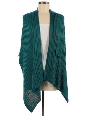 Chicos Pine Green sweater wrap with armholes—Size Small/Medium